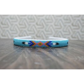Native American style Southwestern Beaded Headband Beaded Barrette, Gift of her (Sky-Blue, One size)