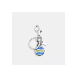 COACH CK142 RACER BLUE BOTTLE CAP BAG CHARM KEY RING NEW NWT