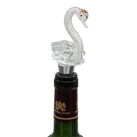 pont du monde Wine Stopper, Wine Cap, Cork, Carbonated Keeper, Swan, Plug, Lid, Crystal, Clear, Box Included