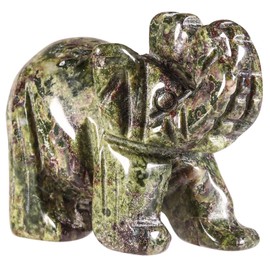mookaitedecor Dragon Bloodstone Elephant Figurine Crystal Hand Sculpture Reiki Bag Stone Figurine Lucky Charm Home Decoration 1.5 Inch