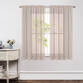 Joydeco - Juego de 2 Paneles de Cortinas Transparentes de Lino de 63 Pulgadas de Largo, con Bolsillo para Barra, Cortinas largas y Transparentes para Ventana, recámara, Sala de Estar, Paneles Ligeros