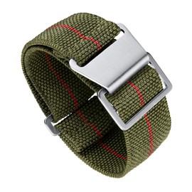 Binlun Elastic NATO Fabric Nylon Watch Strap, Waterproof Replacement Velcro Strap, 18 / 20 /22 mm, green-red