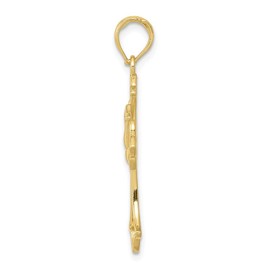 Solid 10k Yellow Gold Cross Dove Pendant Charm