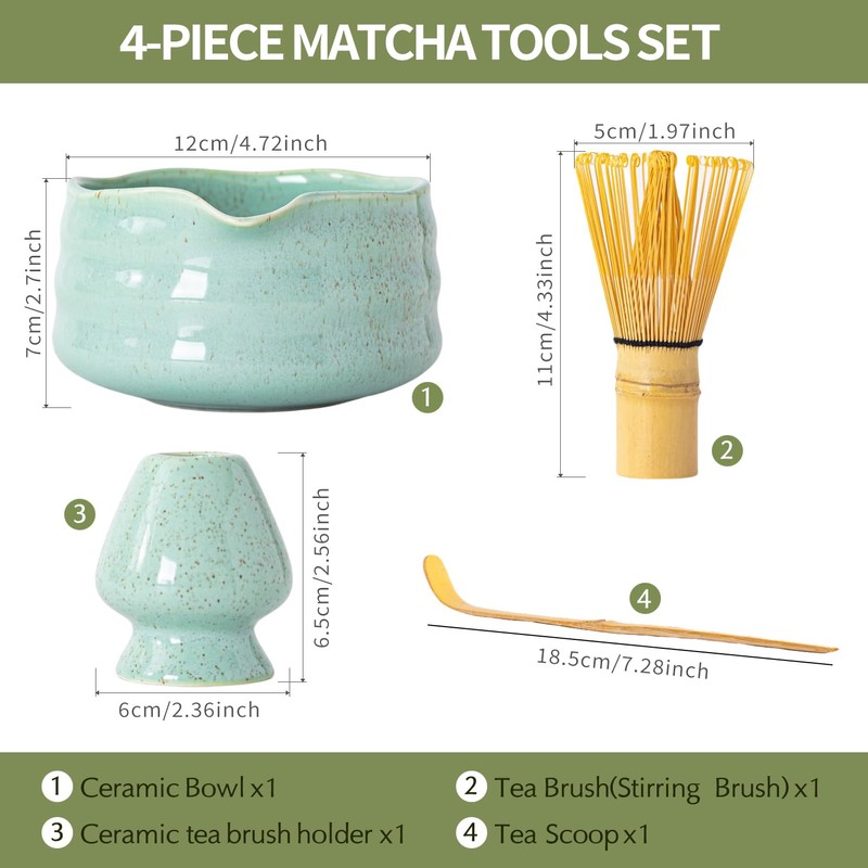 4Pcs Matcha Whisk Set， Matcha Set with Bamboo Matcha Whisk,