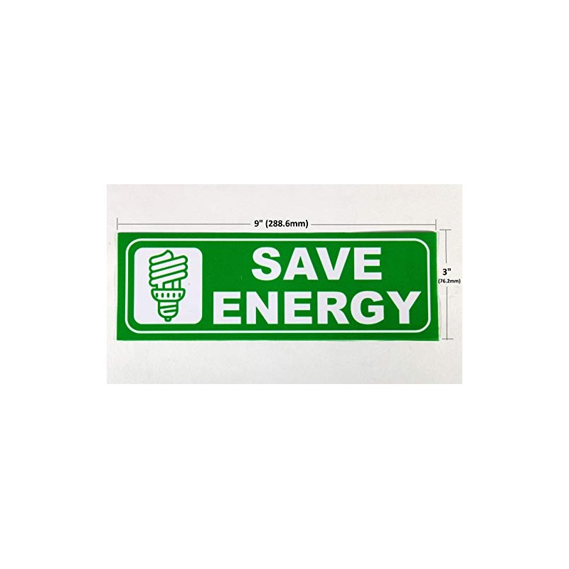 eSplanade Save Energy Sign Stickers - Easy to Fit Weatherproof,