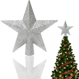 Christmas Tree Topper Star, Glitter Christmas Tree Star Topper, 20 cm Christmas Tree Topper Star, Christmas Tree Topper Plastic, Mini Decoration Christmas for Christmas Tree Decoration, Red
