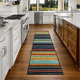 Ottomanson Ottohome Collection Non-Slip Rubberback Checkered Buffalo Plaid Design 3x10 Indoor Runner Rug, 2'7" x 9'10", Black Checkered