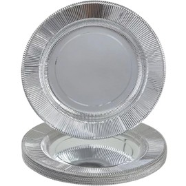 Silver Disposable Dinner Paper Plates with Ruffled Rim - 10.25" (Pack of 18) - Perfect for Weddings, Parties & Special Events