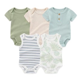 MAMIMAKA Newborn Layette Gift Set 20-Piece Cotton Baby Boy Clothes Essentials and Accessories(Bodysuits + Pants + Caps + Mittens)