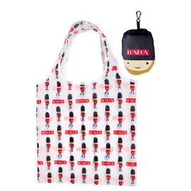 Puckator Foldable Reusable Shopping Bag - London Souvenir Guardsman Design - Folding Shopping Bags - Foldable Tote Bag - Foldaway Shopping Bags - Foldable - Fold Up Bag in Pouch - Family Beach Bag
