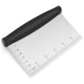 U Chef Cortador de Masa, Raspador de Masa y Alimentos de Acero Inoxidable, Cuchillo de Masa de 6 pulgadas para Hornear, Cortador de Repostería con Agarre contorneado.