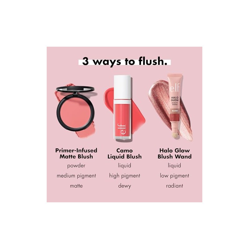 e.l.f, Primer-Infused Blush, Long-Wear, Matte, Bold, Lightweight, Blends Easily, Contours