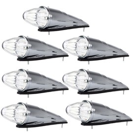 LBRST 17 LED Torpedo Cab Lights Chrome Clear LED Top Cab Marker Roof Running Lights Assembly Compatible with Kenworth/Peterbilt/Freightliner/Mack//International Paccar Heavy Duty Trucks (7 pcs)