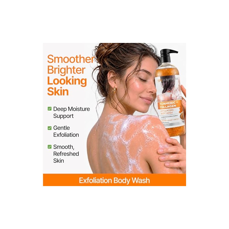 Lingtoolator s Turmeric Collagen Exfoliating Body Wash, 33 oz, Brightening