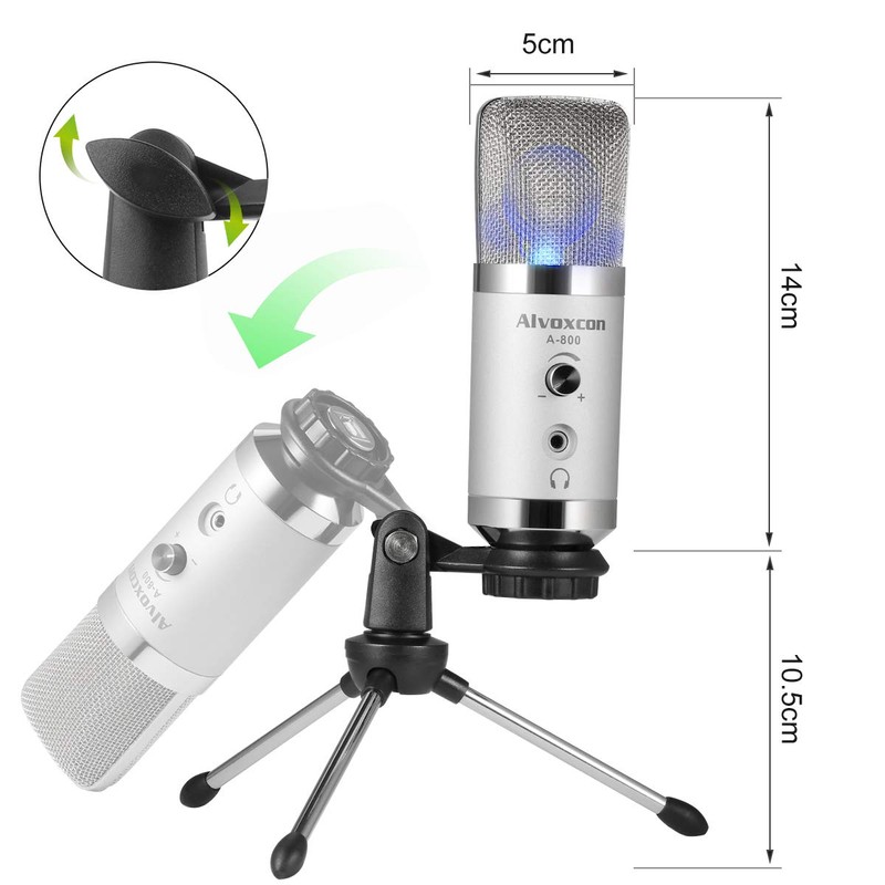 Alvoxcon PC Microphone, USB Microphone, Condenser Microphone, Commentary Microphone, Unidirectional,