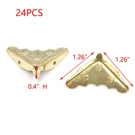 Tulead Golden Corner Protectors 1.26-Inch Corner Bracket Box Corner Guard Protector Furniture Decorative Corner Guard Pack of 24 with Mounting Screws