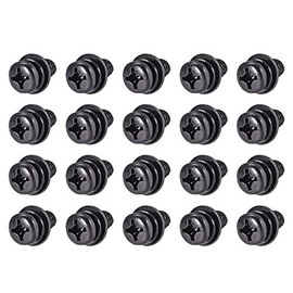 sourcing map M6 x 10mm Carbon Steel Phillips Pan Head Machine Screws Bolts Combine with Spring Washer and Plain Washers 20pcs