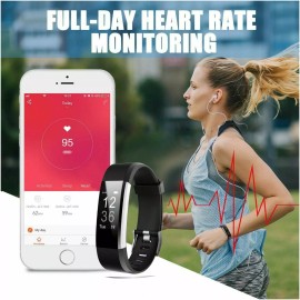 GMOT LETSCOM ID115PLUSHR BLKSmart Watch Wrstbnd Fitness Trckr Blood Prssur Heart Rate