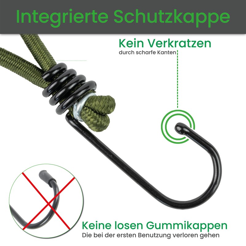 CargoVA® – 20 Bungees with Hooks and Practical Bag –