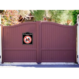 Work House Signs No Outside Food Symbol Prohibition BLACK Aluminum Composite Sign - 8.5"x10"