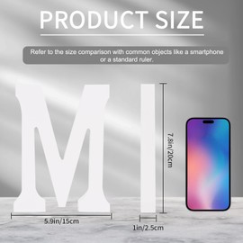 TONIFUL 7.8 Inch White Letter M Table Centerpiece A-Z DIY Birthday Party Decorations,White Alphabet M for Birthday,Chrismas,Graduation,Bridal Shower,Wedding,Anniversary Party Supplies