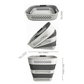 SAMMART SAMMART 40L (10.5 Gallon) Collapsible Plastic Laundry Basket with Handles - Foldable Pop Up Storage Container/Organizer - Portable Laundry Hamper - Space Saving (1, Grey)