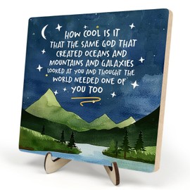Motivational Quotes Wooden Plaque Sign, How Cool Is It That The Same God Wood Plaque with Wooden Stand, Christian Bible Verse Wooden Sign for Office Desk Home Kids Room Classroom Decor