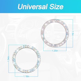 Car Bling Rhinestone Engine Start Ring Stickers, 1 Single Drainage Drill and 1 Double Drainage Drill Car Start Button Cover, Key Ignition Knob Bling Ring Decals, Bling Car Accessories(Multicolor1)