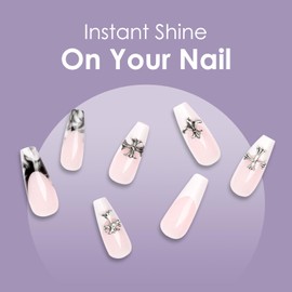 24pcs False Nails French Tip - Long Square Black White Cross Stick on Nails,Press on Nails With Nail Glue - Full Cover Fake Nails Nail Art Accessories,Suitable for ladies to wear and give as gifts