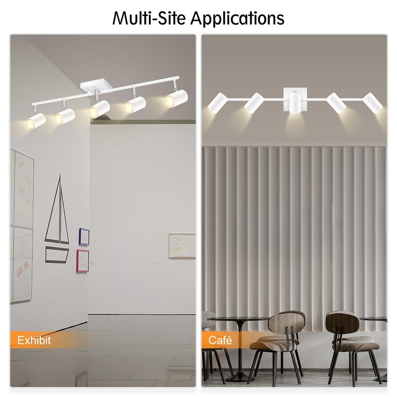 BoostArea Track Lighting Fixtures Ceiling, 5 Light White Track Light