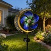 Solar Powered Wind Spinner Stake Light, Warm White LED Moon