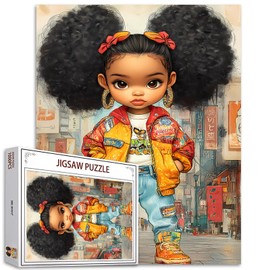 Tucocoo African Girl with Big Hair Jigsaw Puzzles for Adults 1000 Pieces, Streets Art Puzzles Colorful DIY Crafts Puzzles for Home Decoration Gifts, Family Challenging Puzzle Perfect for Game Nights
