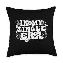 Nad-Love In My Single Era Groovy Quotes Love Yourself Throw Pillow, 18x18, Multicolor