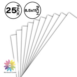 Mat Board Center, Pack of 25, 8.5x11 White Backing Boards, 4-Ply Thickness Cardboard for Picture/Photo/Framing Back Support