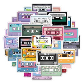 50PCS Music Tape Stickers for Bike,Water Bottle,Car, Skateboard,Luggage,Helmet,Guitar,Computer,Laptop,Scrapbook,Funny Trendy Music Stickers,Waterproof Vinyl Decals,Gift for Girls Boys Adults
