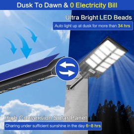 Solar Powered Street Light High Efficiency LED With Motion Sensor Long Runtime Remote Control US Inventory for Roads YardsEmitting Color: White, Lamp Power(W): BC1200, Battery Capacity: 20000mAh