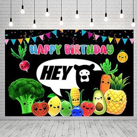 Hey Bear Sensory Fruit Birthday Party Supplies - 99x78in Fruit Banner for Baby Shower Birthday Party Decoration