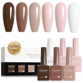 CANNI Kit De Esmaltes De Uñas En Gel - 6 Colores Rosa Nude 9 Ml Set De Esmaltes De Uñas En Gel Tonos De Piel Uñas Francesas Marrón Neutro Kit De Uñas 
