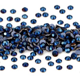 NCB 2880pcs Iron on Crystal Rhinestones Round Gems for Crafts Decoration DIY Jewelry Making (Mine Blue, SS16 3.8mm)