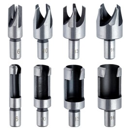 LEONTOOL 8Pcs Wood Plug Cutter Drill Bit Set Straight and Tapered Taper Cutting Tool Cork Drill Bit Knife Set Woodworking Hole Saw Cutting Tool 1/4" 3/8" 1/2" 5/8" (Metric 6mm 10mm 13mm 16mm)