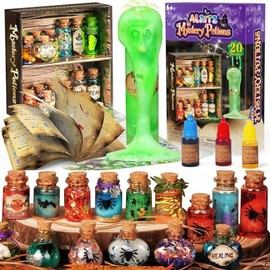 Kit de Pociones Mágicas Alritz para Niños, con 20 Botellas de Pociones de Bruja. Incluye Adornos de Calabaza y Juguetes de Manualidades. Ideal para Ni