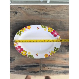 Fataco 8.75" x 12" oval premium plastic melamine plate flower V236 (6-piece set)