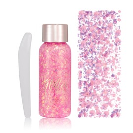 Face & Body Glitter Gel, Sequins Chunky Glitter Liquid Gel, Mermaid Sequins Liquid Holographic Glitter Gel for Body, Cheeks and Hair, Sparkling Festival Party Lotion Beauty Makeup, Body Glitter (104#)