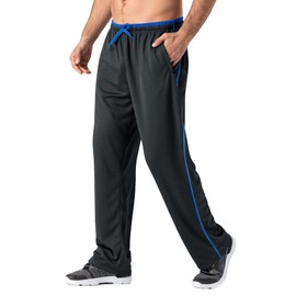 MAGNIVIT Men's Pants Elastic Waistband Polyester Warm Up Athletic Pant Dark Grey/Blue