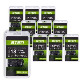 8TEN Chainsaw Chain 18 inch .050 3/8 62 Drive Links for Husqvarna Echo Poulan Stihl 91PXL062G 91PX62CQ 10 Pack