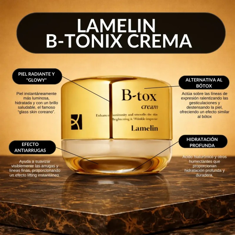 Crema Lamelin B-TONIX Anti Edad con Péptidos y Ácido Hialurónico,