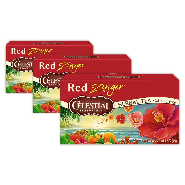 Celestial Seasonings Tea Caffeine Free Herbal Tea, Red Zinger 20 ea (Packs of 3)