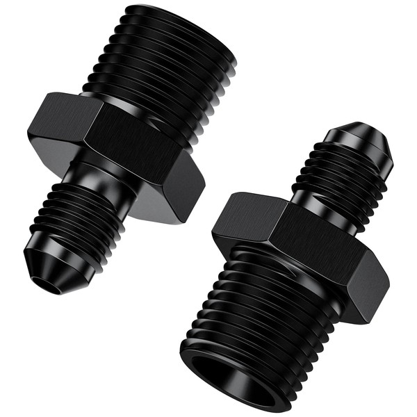 2Pcs 3AN Male to Male 1/4" NPT Pipe Fitting Adapter,