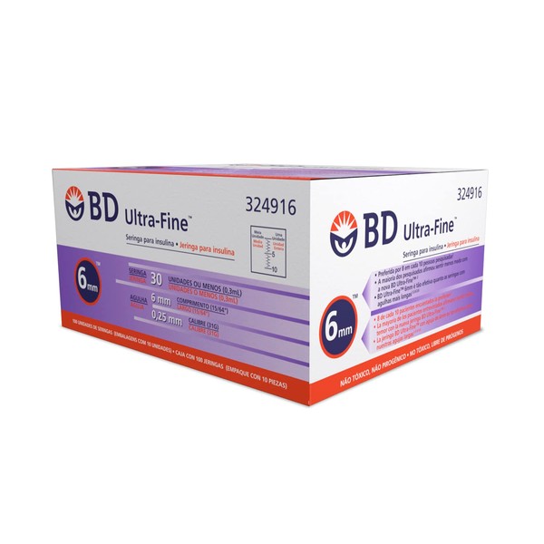 Jeringa De Insulina Bd Ultra-fine 0.3ml 6mm - 200 pzs.