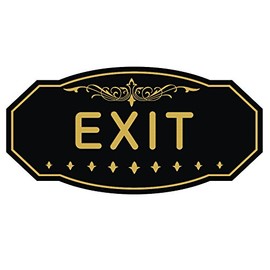 EXIT Victorian Door/Wall Sign (Black/Gold) - Medium 4" x 8"